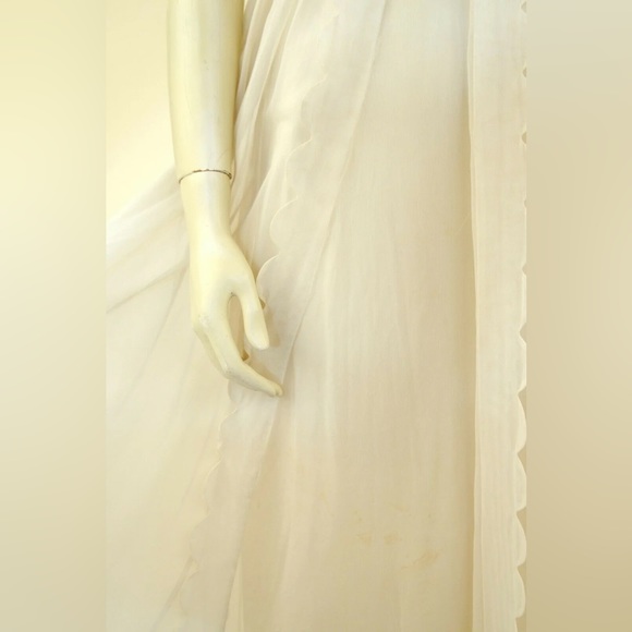 1930s Wedding Dress with Train Petite XS Chiffon Sheer - Picture 6 of 12